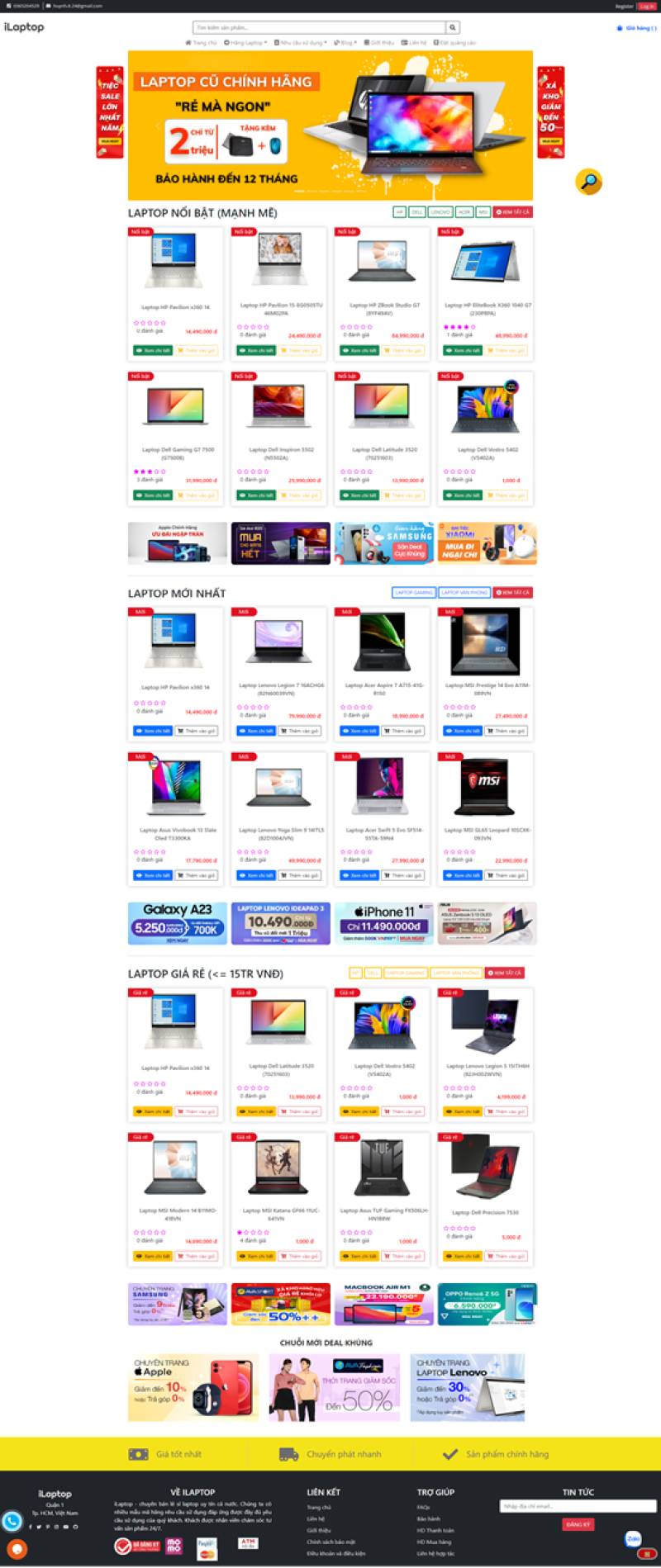 Shop Laptop, Phone, Watch, PC, Tablet ASP.NET MVC5 - Đồ án chuyên ngành CNTT Hutech