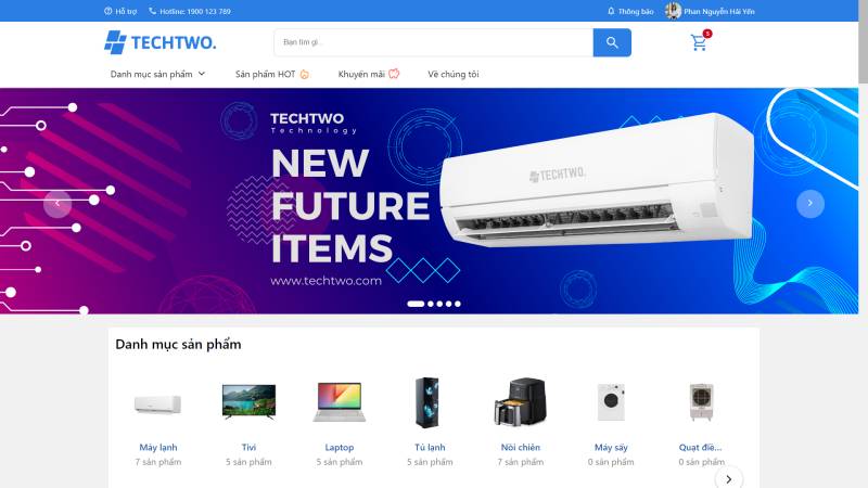 Website cửa hàng điện máy TECHTWO
