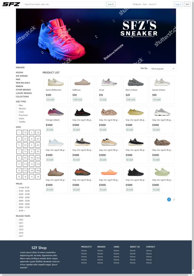 SZF Shop - Website mua bán giày